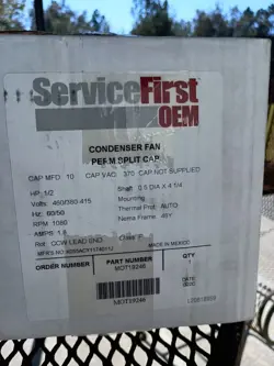 OEM SERVICE FIRST MOTOR 1/2 HP 460/380-415V 48 FRAME 1080 RPM MOT19246 *FOR PART