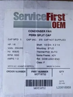 200-230V MOTOR 1/6HP