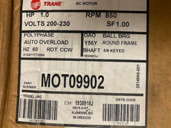TRANE RTAA MOT09903 CONDENSER MOTOR 460/3 850RPM