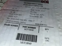 BLOWER MOTOR 4SP, 1/2HP, 1075RPM, 48 FRAME, 115V, MOT18949