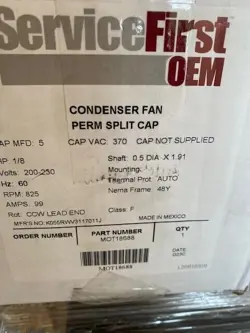 TRANE MOT18688 TRANE 1/8HP 200-230V 825RPM 48 MOTOR (NEW)