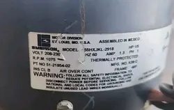 EMERSON FAN MOTOR K55HXJKL-2918 51-21854-02 1/5 HP 208/230V 1075 RPM USED 4B=5