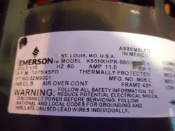 EMERSON K55HXHPK-8801 BLOWER MOTOR 1HP 115V 1075RPM 4SPD 1PH 60HZ