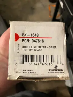 EMERSON EK-164S LIQUID LINE FILTER DRIER (G35BDW) HVAC REFRIGERATION COMPRESSOR
