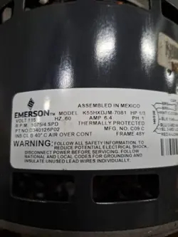 EMERSON K55HXDJM-7081 FURNACE BLOWER MOTOR 115V D340126P02 **WIRES CUT SHORT**