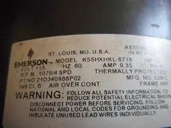 EMERSON K55HXHKL-8719 BLOWER MOTOR 1/2 HP 1075 RPM 4SPD 1PH 115V