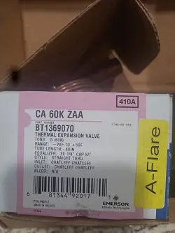 NEW IN BOX EMERSON THERMAL EXPANSION VALVE KIT - MODEL CA 60K ZAA # 0151R00056