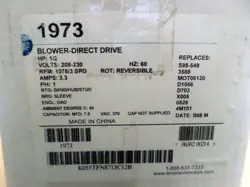EMERSON #1973 DIRECT DRIVE BLOWER MOTOR   (FREE CAPACITOR INCLUDED)