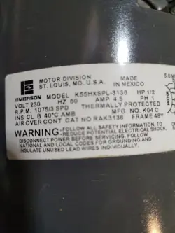 EMERSON K55HXSPL-3136 1/2HP 230V  DUAL 1/2