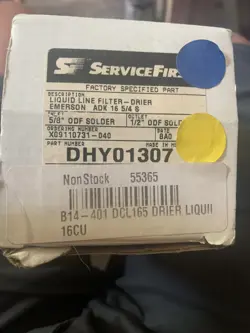 SERVICE FIRST EMERSON DHY01307 LIQUID LINE FILTER DRIER 5/8