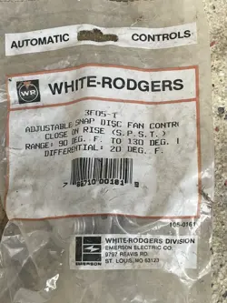 NEW EMERSON 3F05-1 ADJUSTABLE SNAP DISC FAN CONTROL