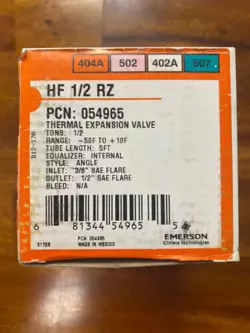 EMERSON HF 1/2 RZ PCN: 054965 THERMAL EXPANSION VALVE
