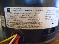 EMERSON K55HXJHT-9121 47464-001 FURNACE BLOWER MOTOR 1/3HP 1075RPM 4SPD