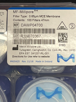 EMD MILLIPORE DAWP04700 DURAPORE MEMBRANE, PVDF, 0.65 µM, 47 MM DIA, 100 FILTERS