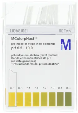 LOT 2 - 100 EMD MILLIPORE MCOLORPHAST NON-BLEEDING PH-INDICATOR STRIPS 6.5-10.0