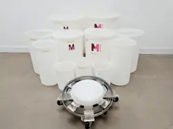 ASSORTED MILLIPORE, MOBIUS & THERMO SCIENTIFIC POLYTHENE DRUMS, TROLLEYS