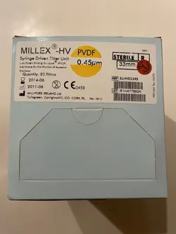 FILTERS - MILLIPORE SLHV033RS SYRINGE FILTER MILLEX-HV PVDF 0.45μM 33MM - 50/BX