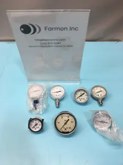 2 SPAN VACUUM GAUGES + 4 MISC USG PRESSURE GAUGES + MILLIPORE VACUUM, 178966
