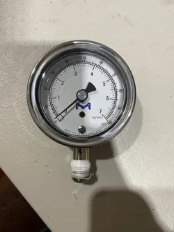 MILLIPORE PRESSURE GAUGE 1/4 NPT 0-100 PSI STAINLESS STEEL 7 BAR