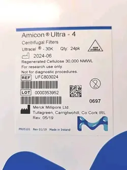 AMICON ULTRA-4 CENTRIFUGAL FILTER UNIT 30KDA MWCO UFC803024 24 UNITS, 4ML