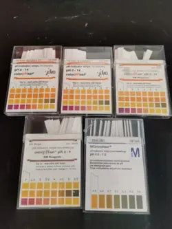 LOT OF 5 BOXES PH-INDICATOR STRIPS NON-BLEEDING EMD EM-REAGENTS MILLIPORE