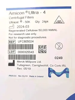 AMICON ULTRA-4 CENTRIFUGAL FILTER UNIT 50KDA MWCO UFC805024 24 UNITS, 4ML