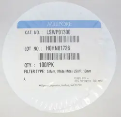 NEW 100 PACK MILLIPORE LSWP01300 WHITE MITEX 13MM 5.0UM MEMBRANE FILTER