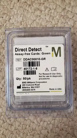DIRECT DETECT MILILLIPORE MEMBRANE CARDS 18 BOXES 50/PK + 2X DESSICANT BAGS