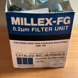 48 MILLIPORE SYRINGE FILTER PTFE HYDROPHOBIC MILLEX-FG .2UM 25MM SLFG025LS