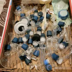 LOT OF  OVER 60 LABORATORY GLASSWARE MILLIPORE PYREX ETC. NEW SURPLUS