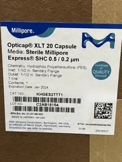 MILLIPORE KHGES2TTT1 OPTICAP XLT 20 CAPSULE FILTER EXPRESS SHC 0.5/0.2UM EXP 24