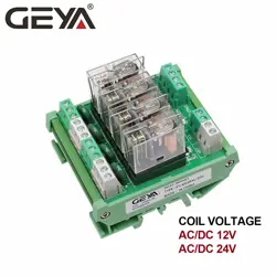 GEYA OMRON RELAY MODULE FOR PLC 4 CHANNEL 12V 24V AC/DC 1NO1NC PLUGGALE RELAY