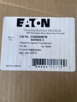 NEW IN BOX EATON CUTLER-HAMMER C0050E5EFB 50VA KVA TRANSFORMER