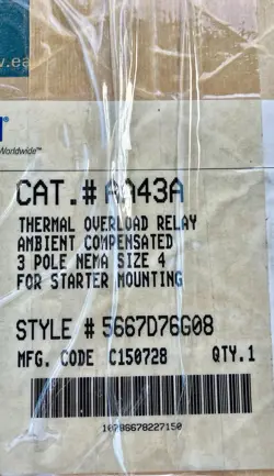 NEW! EATON AA43A SIZE 4 OVERLOAD MOTOR STARTER WESTINGHOUSE CUTLER HAMMER
