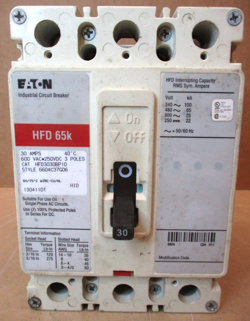 EATON HFD3030BP10 CIRCUIT BREAKER  30 AMPS  3 POLES 46544AB