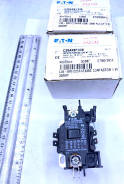 EATON LOT OF 2 DEFINITE PURPOSE CONTACTOR 30A 600V 208-220VAC C25ANB130B NEW