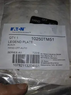EATON 10250TM51 HAND-OFF-AUTO LEGEND PLATE
