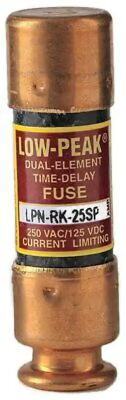 EATON BUSSMANN LPN-RK-25SP, 25AMP 250V SLOW BLOW CLASS RK1 CARTRIDGE FUSE