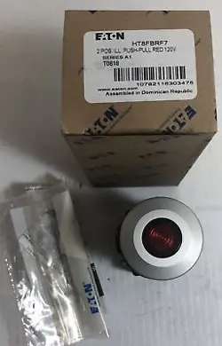 EATON HT8FBRF7 2 POSITION ILLUMINATED PUSH PULL BUTTON SERIES A1 RED 120V