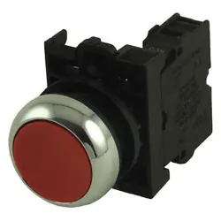 EATON M22M-D-R-K01 NON-ILLUMINATED PUSH BUTTON, 22 MM, 1NC, RED