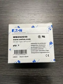 EATON WMZS2C50, 50 AMP, 5KA, TYPE C, DIN RAIL MOUNT CIRCUIT BREAKER