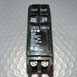EATON CUTLER HAMMER BR2020 20 AMP TWO 1 POLE TANDEM TWIN CIRCUIT BREAKER - NOB