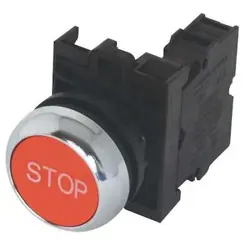 EATON M22M-D-R-GB0-K01 NON-ILLUMINATED PUSH BUTTON, 22 MM, 1NC, RED