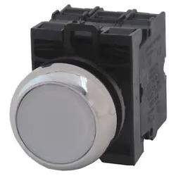 EATON M22M-DL-W-K20-230W ILLUMINATED PUSH BUTTON, 22 MM, 2NO, WHITE