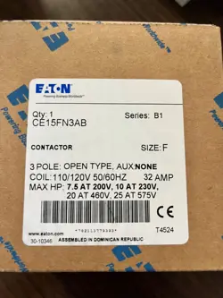 EATON CE15FN3AB NON-REVERSING IEC CONTACTOR 120 VOLT 32 AMP 3-POLE