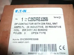 EATON C25DRE325B 208/240V COIL 3 POLE 25A/35A CONTACTOR -  2 AVAILABLE