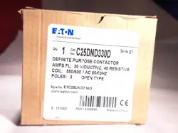 EATON C25DND330D DEFINITE PURPOSE CONTACTOR 30A 550/600VAC COIL 3P - 3 AVAILABLE