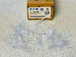 NEW BOX OF 50 EATON C320PC3 OVERLOAD RELAY CLEAR LOCKING COVERS, LOT OF 50