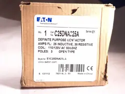 EATON C25DND325A DEFINITE PURPOSE CONTACTOR 25A 110/120VAC - 2 AVAILABLE