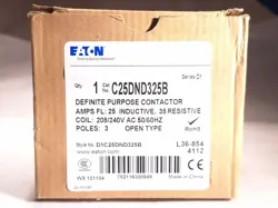 EATON C25DND325B DEFINITE PURPOSE CONTACTOR 25A 208/240VAC L36-854